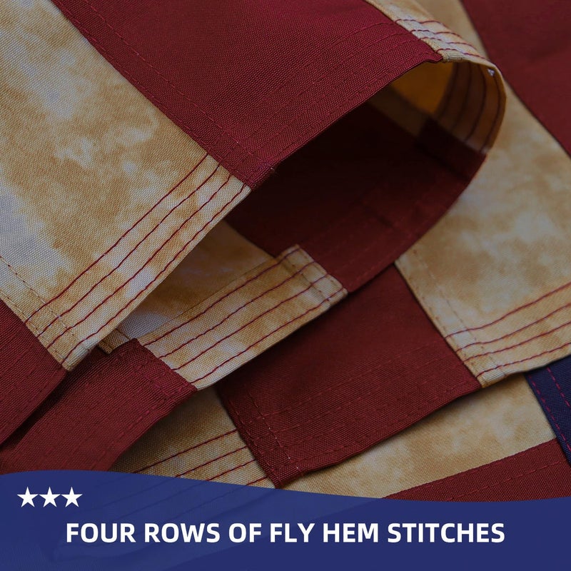 AGUIFLGS Betsy Ross Tea-Stained Vintage Style Flag 3x5 Ft Deluxe Water Resistant Series 13 Stars Made From Heavy Duty Super Tough Spun Polyester/Embroidered Stars/Sewn Stripes/Brass Grommets,US Flags Perfect for Outside - Image 3