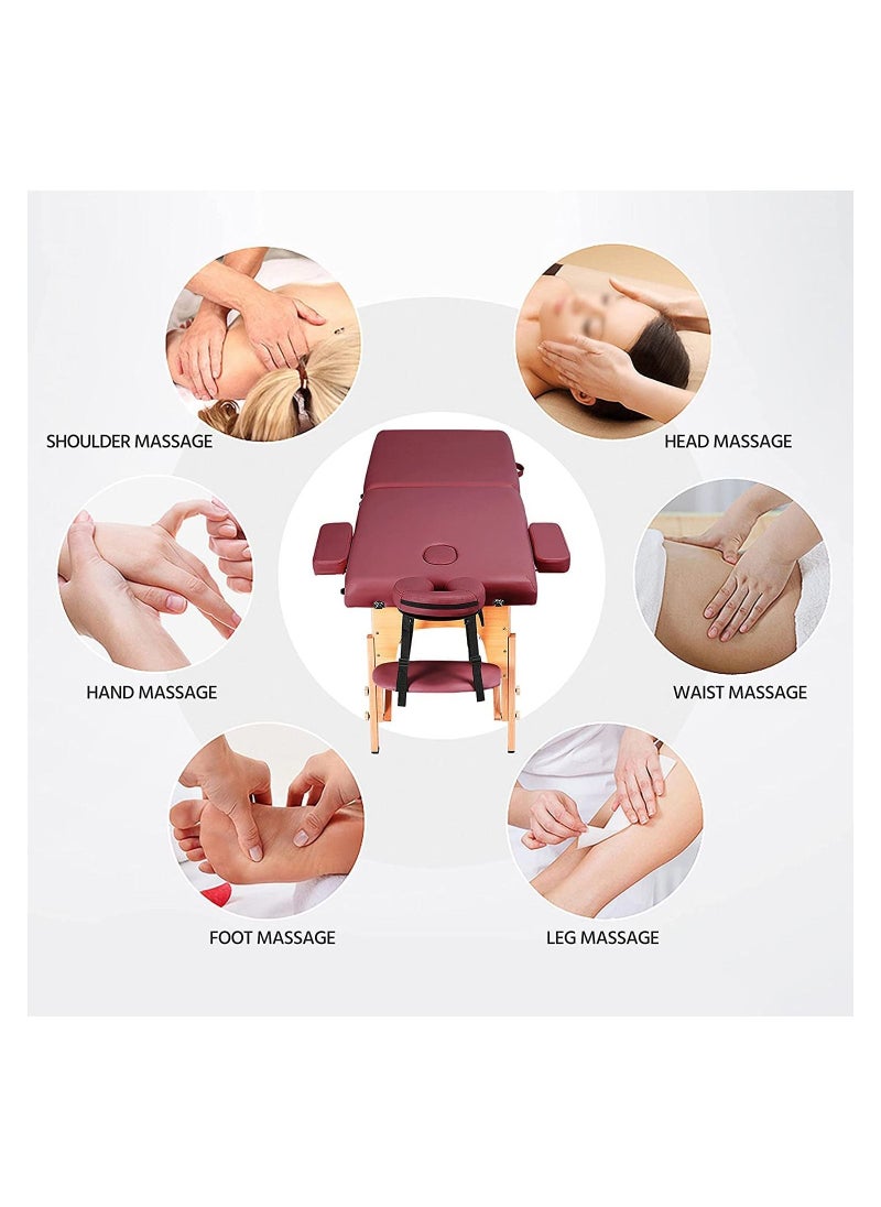 Cool Baby - Portable Massage Table Professional Adjustable Folding Bed with 3 Part Wooden Frame Ergonomic Headrest and Tote Bag for Therapeutic Salon SPA Facial Treatment - Image 1