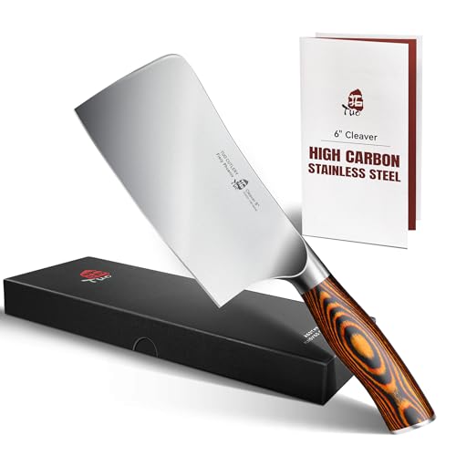 TUO Meat Cleaver Knife, 6 inch Sharp Multi-Purpose Chopper for Meat Vegetable Cutting, German High Carbon Steel Butcher Knife with Pakkawood Handle - Image 1