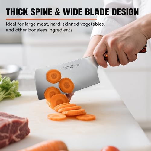 TUO Meat Cleaver Knife, 6 inch Sharp Multi-Purpose Chopper for Meat Vegetable Cutting, German High Carbon Steel Butcher Knife with Pakkawood Handle - Image 5