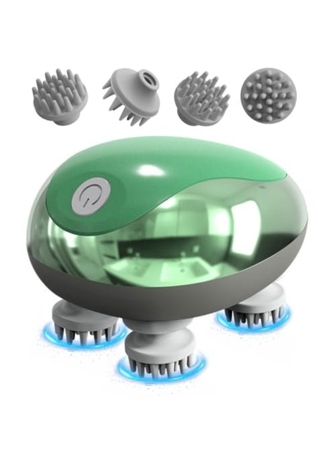 مُدَلِّك فروة الرأس الكهربائي - تدليك الرأس لتخفيف التوتر والألم، خفيف الوزن بيد واحدة، قابل للشحن مع 96 عقدة تدليك، 4 مخالب لتدليك فروة الرأس والجسم وتنظيف الوجه. - Image 1