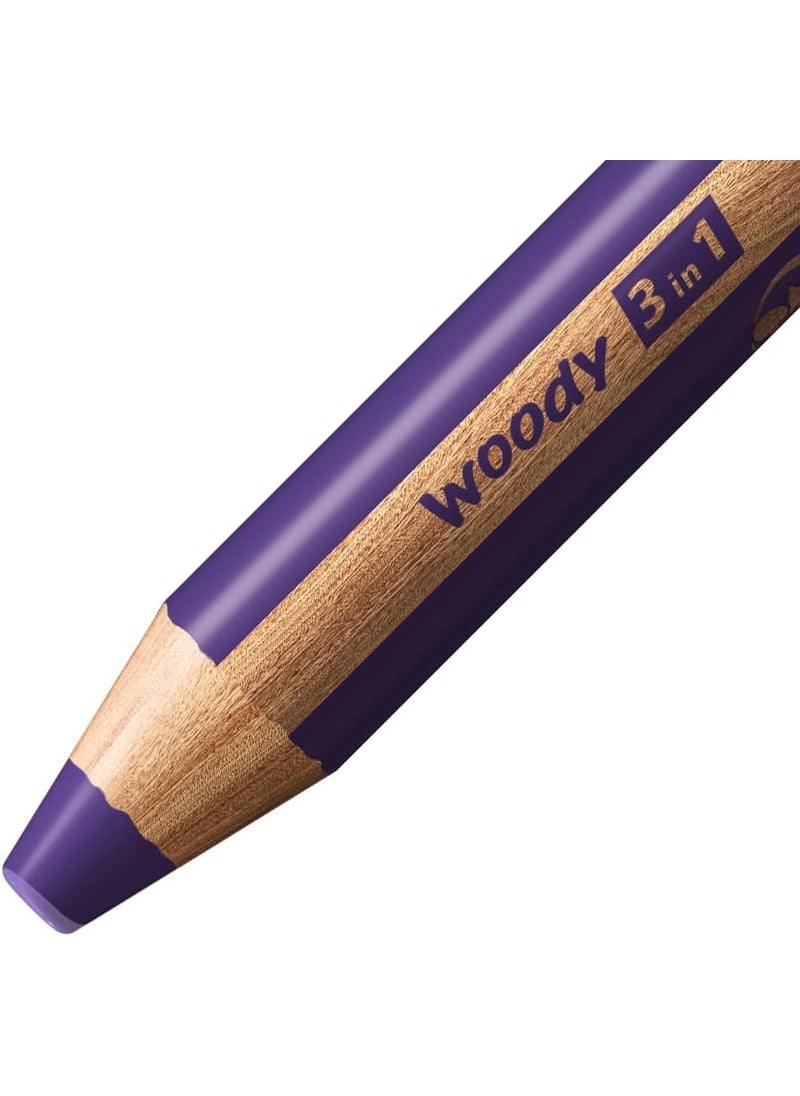 STABILO STABILO MultiTalented Pencil woody 3 in 1 ARTY  Pack of 6  Assorted Colors with Sharpener  - Image 3