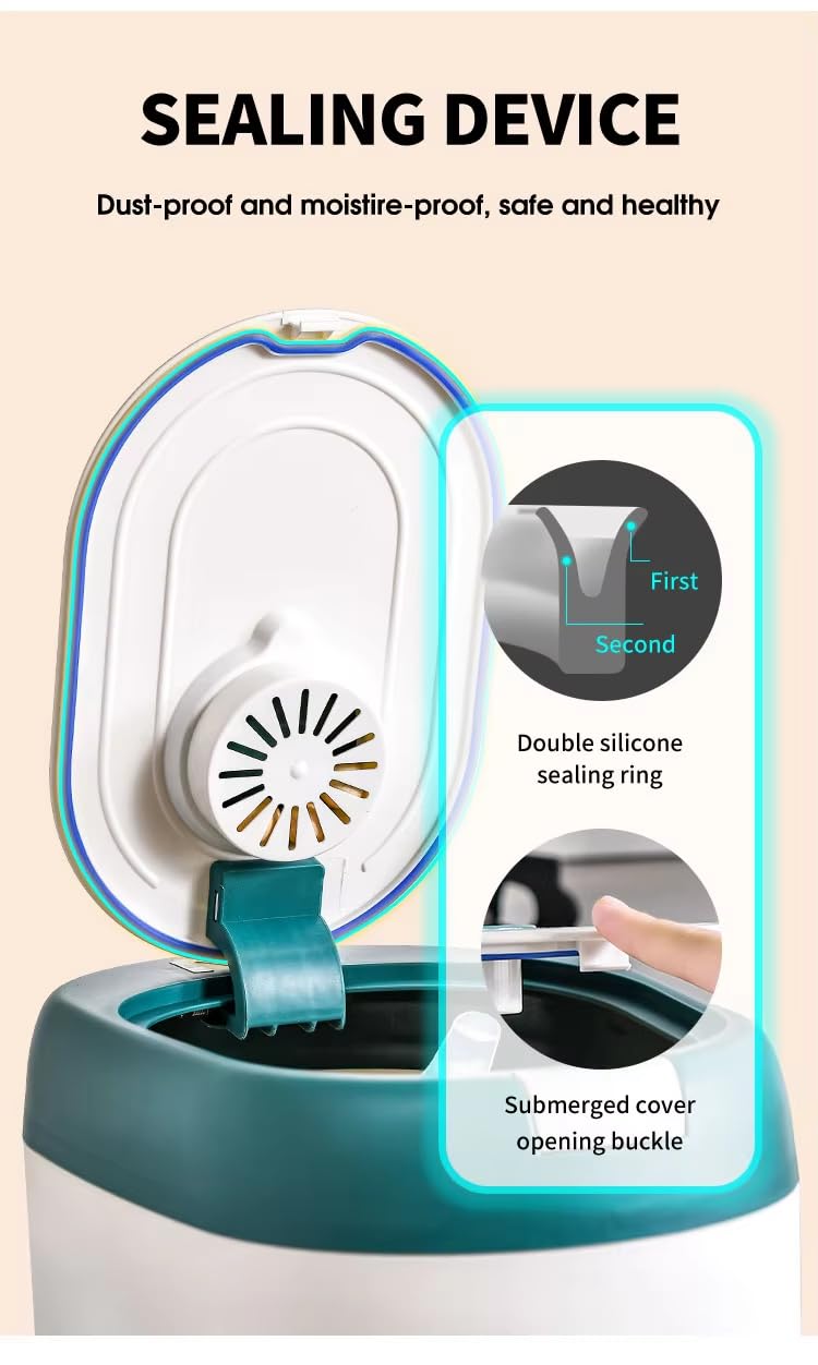GNEY 5KG Airtight Rice & Cereal Storage Container with Measuring Cup – Insect Proof Box, Double Silicone Seal, Moisture & Dust Proof, One-Key Press Dispenser for Rice, Millet, Soybeans,Pet Food & More - Image 4