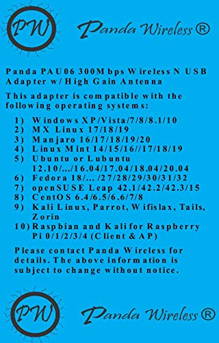 Panda Wireless PAU06 300Mbps Wireless N USB Adapter - w/High Gain Antenna - Win XP/Vista/7/8/10/11, Zorin, Mint, Ubuntu, MX Linux, Manjaro, Fedora, Centos, Kali Linux and Raspbian - Image 5