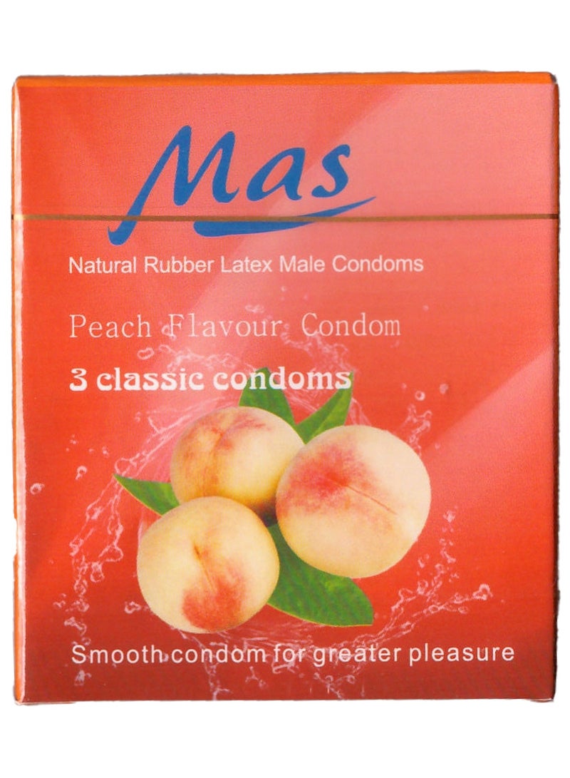 MAS Condoms Selected Flavors of Natural Rubber Latex Condoms, Assorted Fruits  Strawberry, Peach, Mint, 24 Packs of 3 Condoms - Image 4