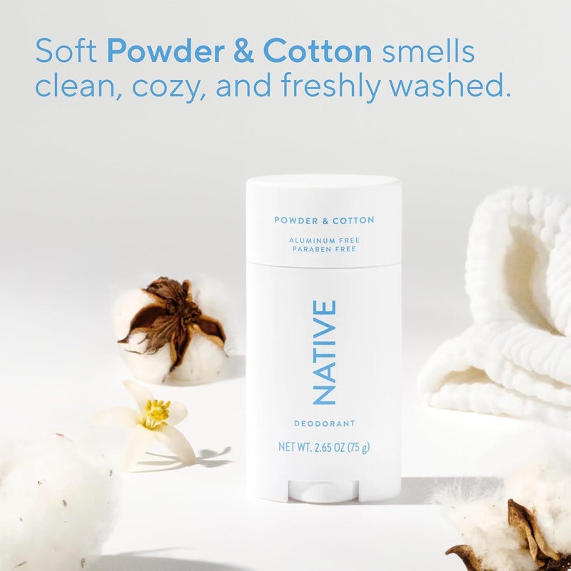 native Deodorant | Natural Deodorant for Men, Aluminum Free with Baking Soda, Probiotics, Coconut Oil and Shea Butter | Powder & Cotton - Image 4
