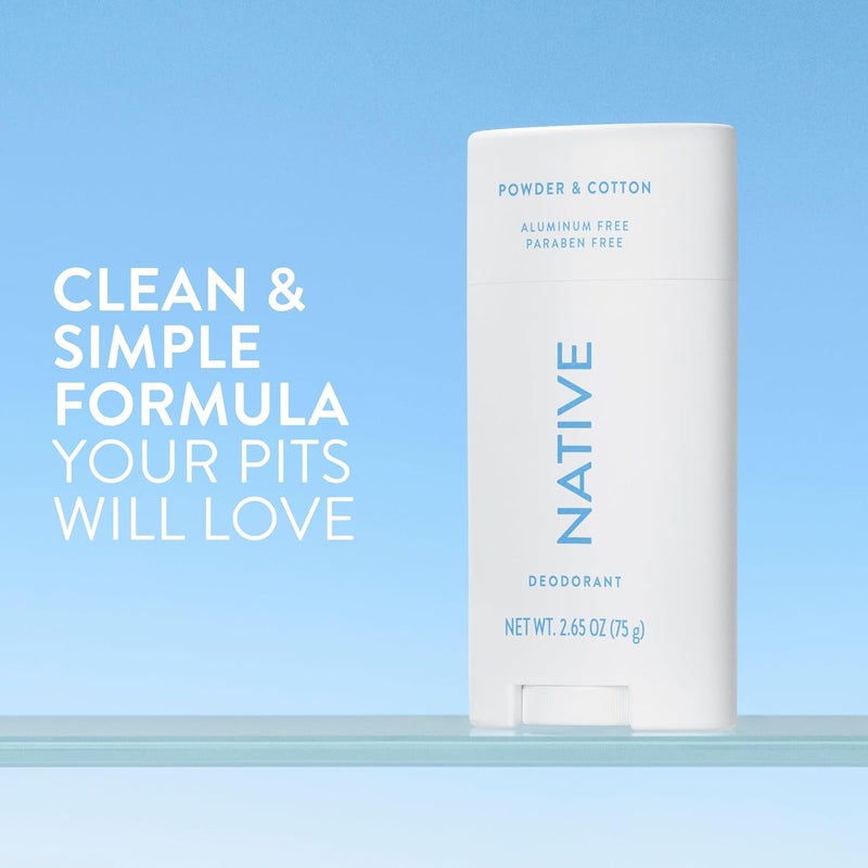 native Deodorant | Natural Deodorant for Men, Aluminum Free with Baking Soda, Probiotics, Coconut Oil and Shea Butter | Powder & Cotton - Image 2