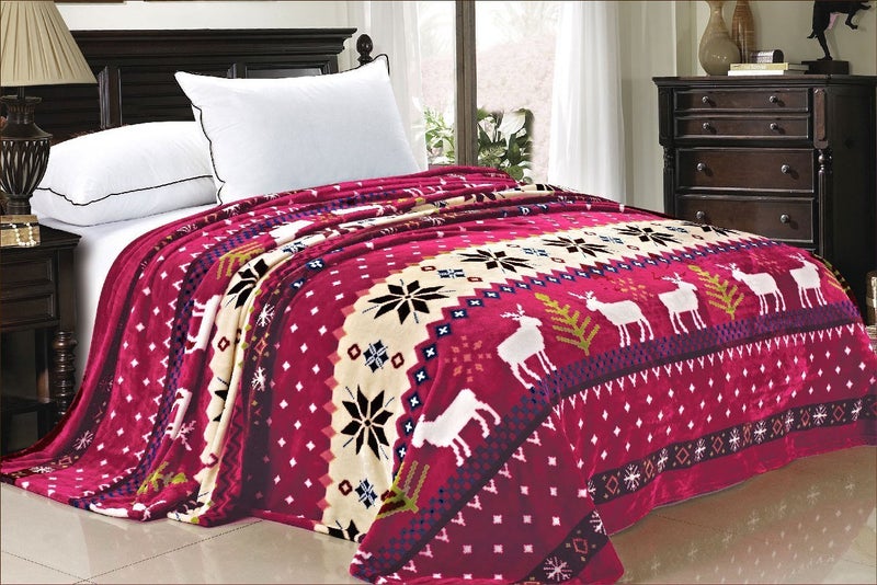 BNF Home Christmas Collection Flannel Fleece Blanket Queen