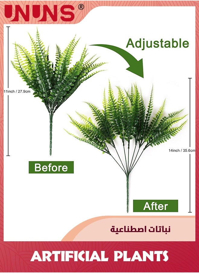 UNUNS 20 Bundles Artificial Plants,Outdoor Fake Boston Fern,Faux Plastic Plants Greenery For Garden Patio Planter Pathway Porch  - Image 2