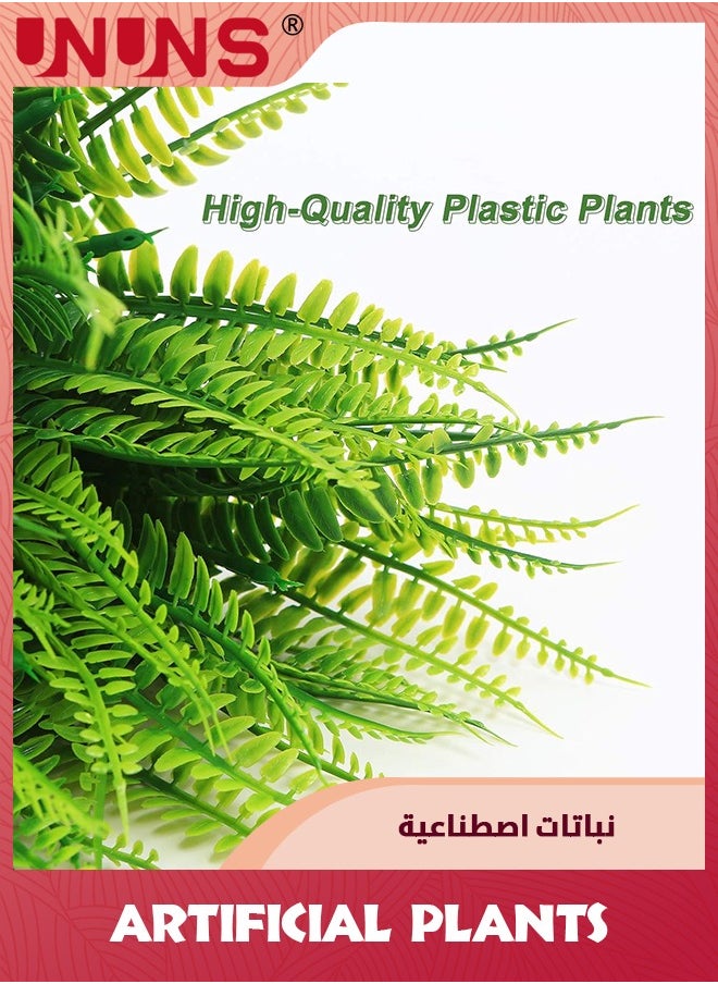 UNUNS 20 Bundles Artificial Plants,Outdoor Fake Boston Fern,Faux Plastic Plants Greenery For Garden Patio Planter Pathway Porch  - Image 4