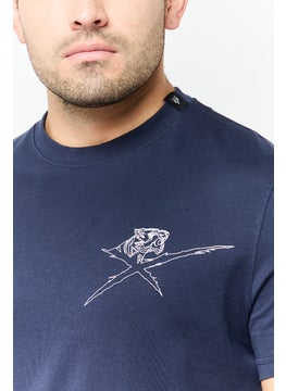 Plein Sport Men Sportswear Fit Short Sleeves Outdoor T-Shirt, Navy  - Image 3