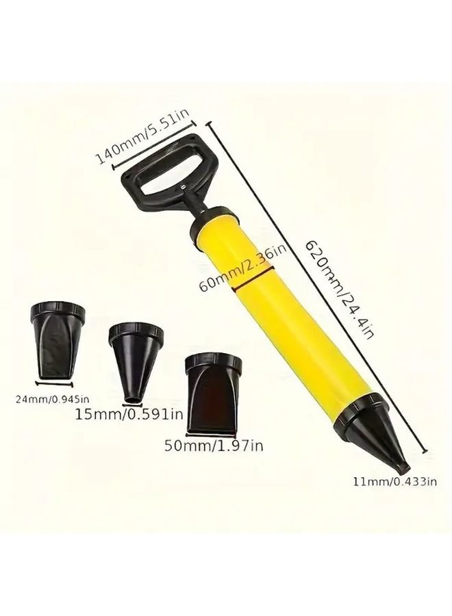 Yellow Caulking Gun with 4 Nozzles for Mortar Cement Grout and Solids - Image 3