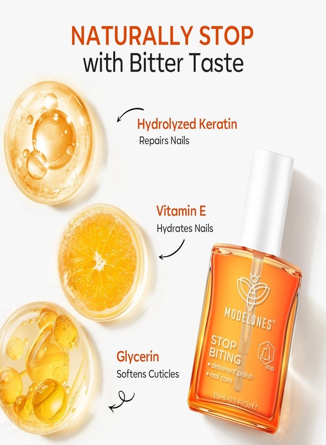 modelones علاج قضم الأظافر من موديلونز، طلاء أظافر غير قابل للقضم، مثبط مص لل thumb، يعزز نمو الأظافر السريع، يوقف قضم الأظافر، سهل التطبيق، طلاء أظافر مرير سريع الجفاف 0.5 أونصة سائلة - Image 4