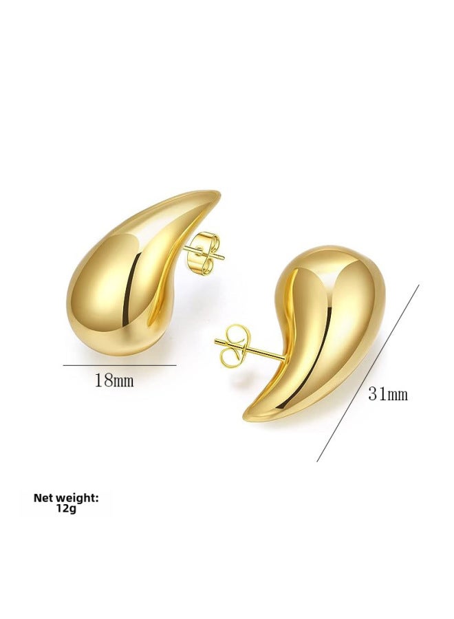 Style Titanium Steel Hollow Earrings Vacuum Electroplating 18k Real Gold Stainless Steel Women's Light Earrings Simple Earrings