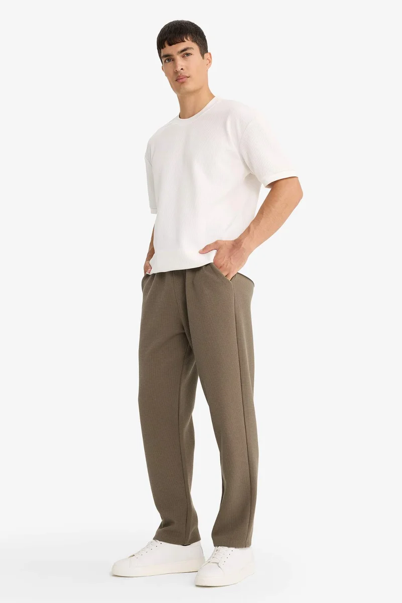 DeFacto Regular Fit Tie Waist Straight Leg Waffle Sweatpants