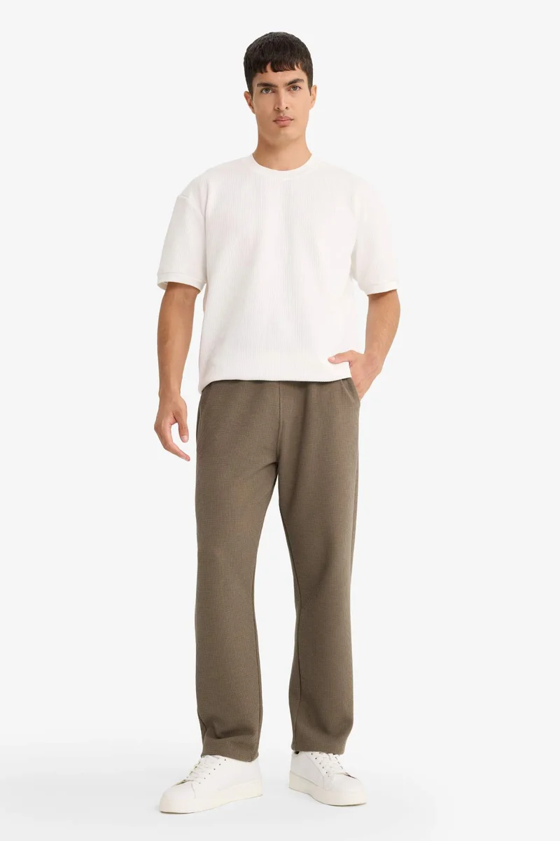DeFacto Regular Fit Tie Waist Straight Leg Waffle Sweatpants
