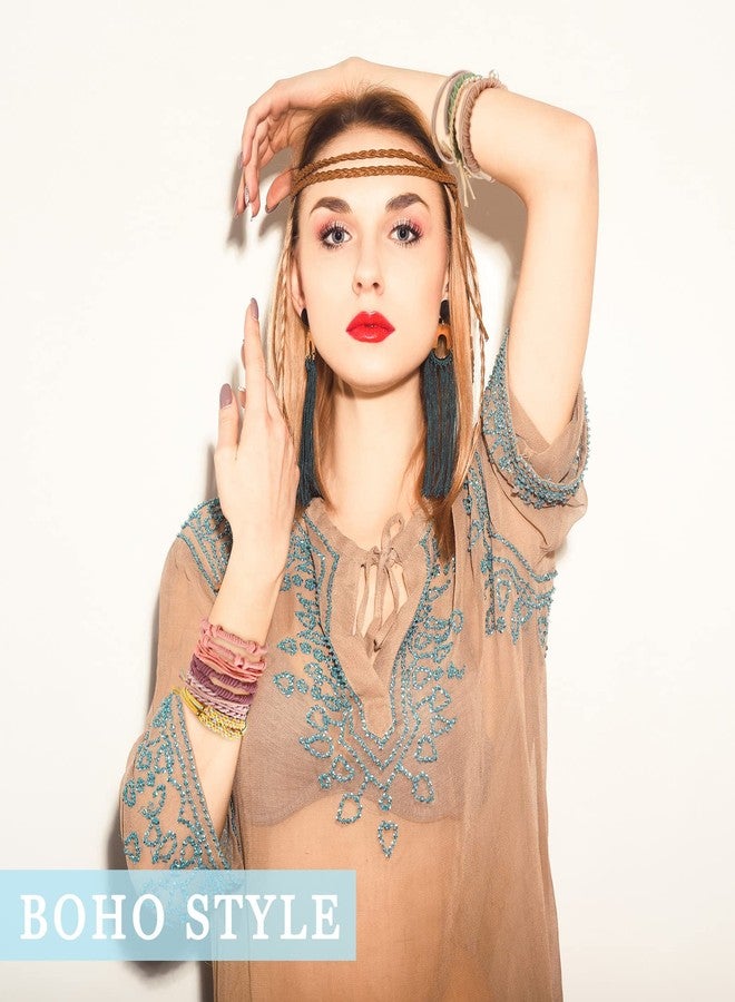 Cindeer 60 Pcs Boho Hair Ties Bracelets 10 Styles Cute Bands & Bracelets for Girls with Thick and Thin Hair, No Damage Elastic Accessories for Girls and Women(Lovely Colors) - Image 3