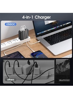 VINSOC 100W USB C Charger GaN Fast Charging USB C Adapter Multiple Ports USB Wall Charger Plug Compatible with MacBook Pro Air iPhone 16 15 Series iPad Galaxy S24 S23 Ultra Steam Deck Laptops Tablets Black  - Image 4