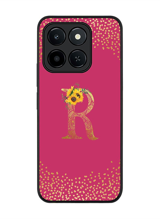 For Honor X6c Case,Slim fit Camera Protection, Shockproof Thin Phone cover  - Custom Floral Monogram - R ( Deep Pink )