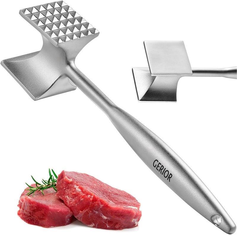 Gerior Solid Stainless Steel Meat Mallet Tenderizer Tool - Chicken Pounder Flattener, Hammer for Kitchen, Food, Cooking - Dishwasher Safe Meat Smasher - Image 1