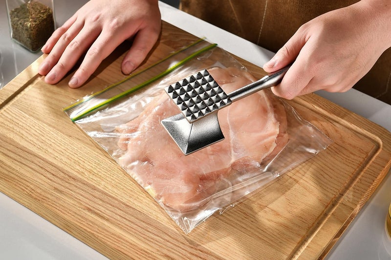Gerior Solid Stainless Steel Meat Mallet Tenderizer Tool - Chicken Pounder Flattener, Hammer for Kitchen, Food, Cooking - Dishwasher Safe Meat Smasher - Image 2