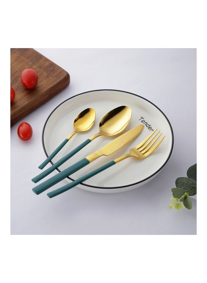 Sunhome 4-Piece Simple Design Cutlery Gift Set Gold/Green - Image 1