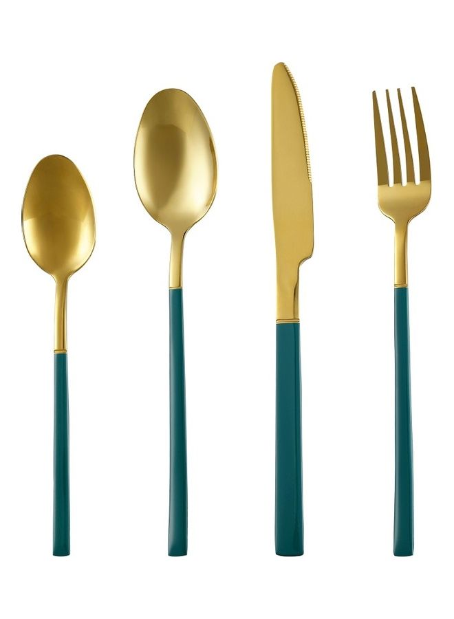 Sunhome 4-Piece Simple Design Cutlery Gift Set Gold/Green - Image 2