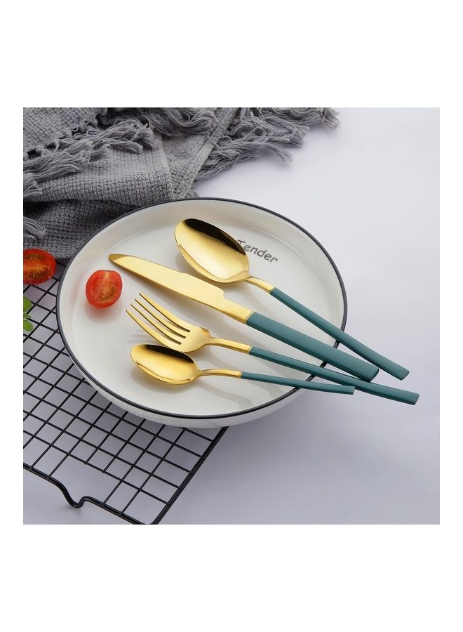 Sunhome 4-Piece Simple Design Cutlery Gift Set Gold/Green - Image 3