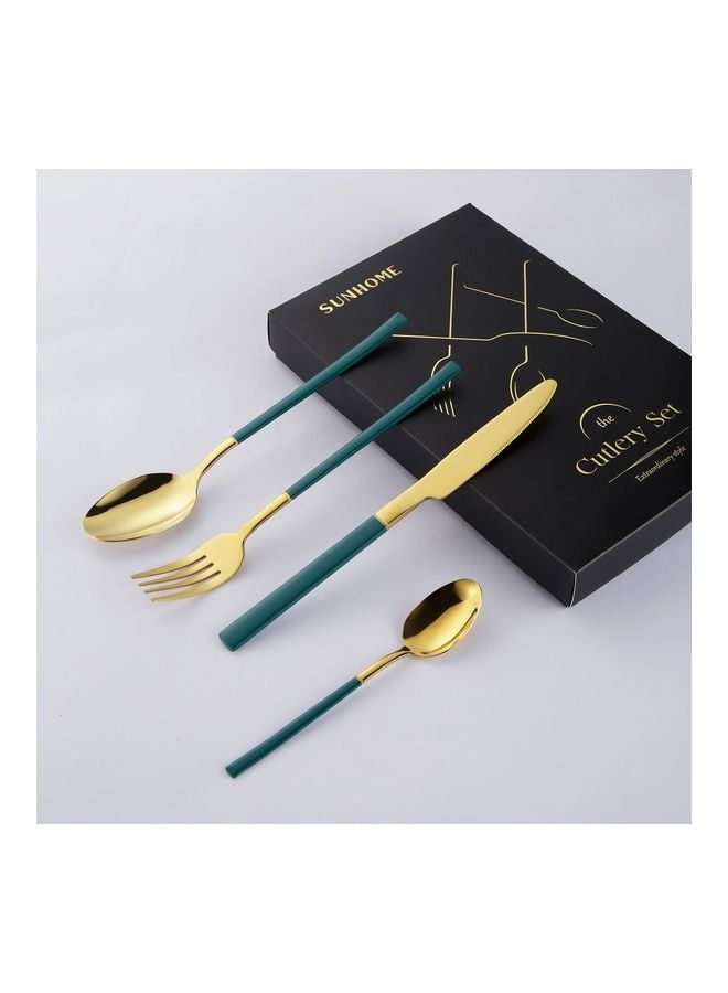 Sunhome 4-Piece Simple Design Cutlery Gift Set Gold/Green - Image 4
