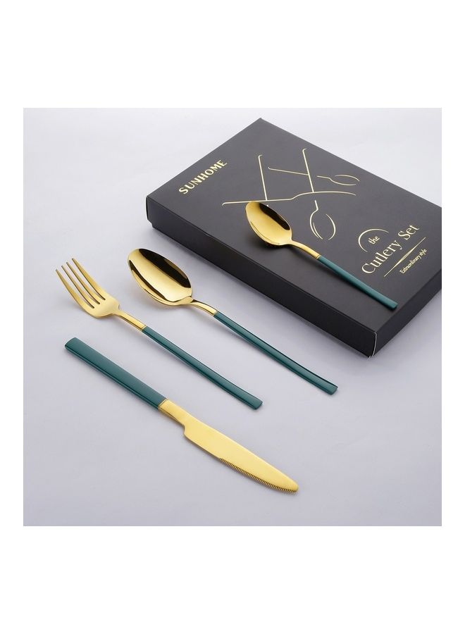 Sunhome 4-Piece Simple Design Cutlery Gift Set Gold/Green - Image 5