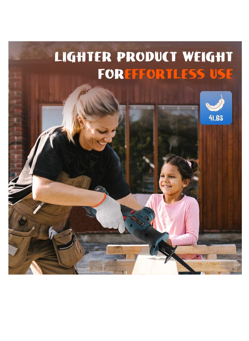 BONAI - DC36VF Cordless Reciprocating Saw  High Performance at 2800 RPM with 20mm Stroke Length, LED Light, and Tool-Less Blade Change 3Ah Battery, Charger, and Bonus 100mm Wood Cutting Blade. - Image 1