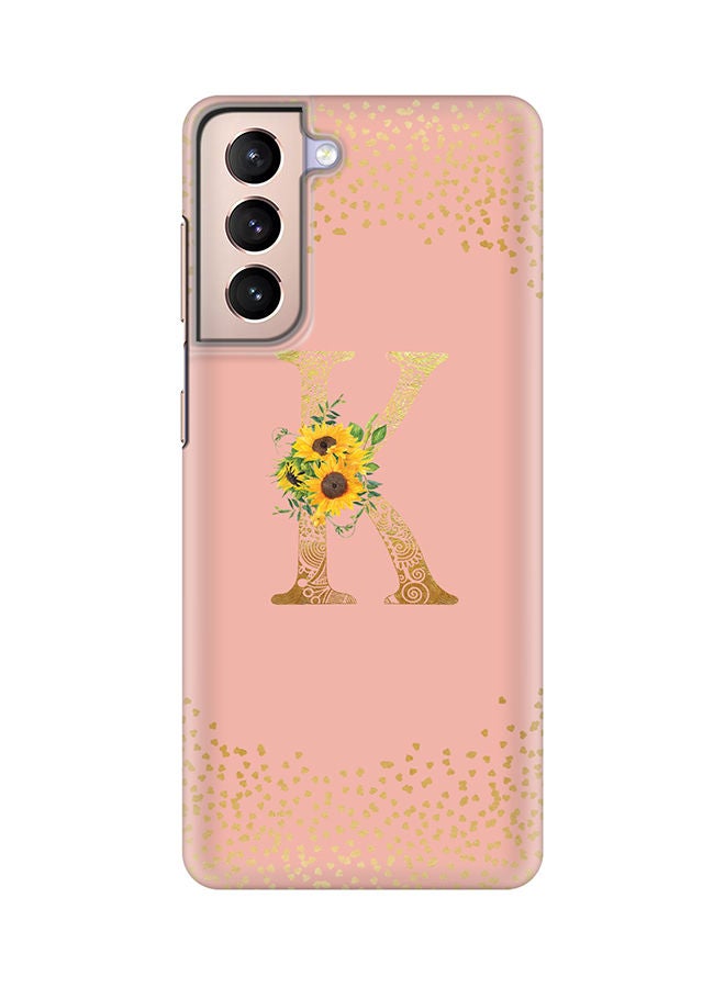 Stylizedd Monogram Slim Cover for Samsung Galaxy S21 Plus 5G Case Custom Initials Letter Floral Pattern Snap Series Mobile Cover Matte Alphabet  - K (Rose Pink) - Image 1
