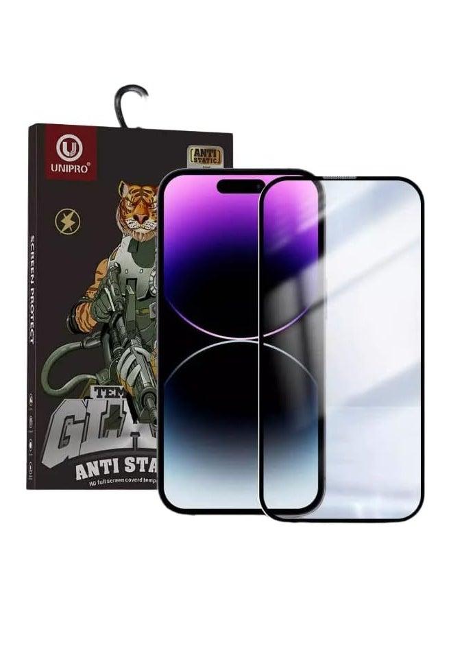 Unipro unirpo Premium 3D Full Glue Tempered Glass for iPhone 15 – Anti-Static, 9H Hardness, Full Coverage, Ultra Clear, Bubble-Free  - Image 1