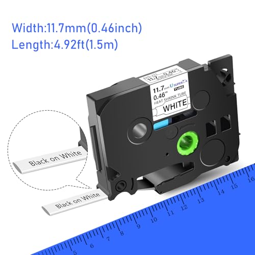 SuperInk 5 Pack Compatible for Brother Ptouch HSe-231 HSe231 HS-231 HS231 0.46 1/2'' 11.7mm Black on White Heat Shrink Tube Label Tape use in PT-D210 PT-D400 PT-E300 PT-E500 PT-P750WVP Label Maker - Image 4