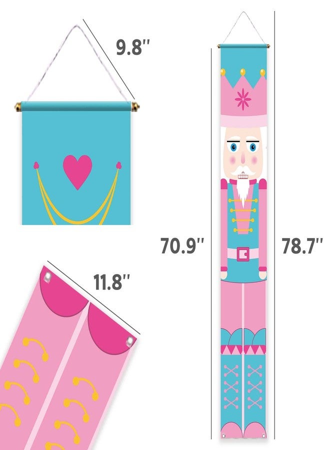 Allenjoy 11.8" x 70.9" 2PCS Pink Nutcracker Soldier Porch Sign Fairy Tale Christmas Party Welcome Xmas Door Yard Banner Polyester Wall Hanging Flags Decors Windproof Home Events Supplies - Image 4