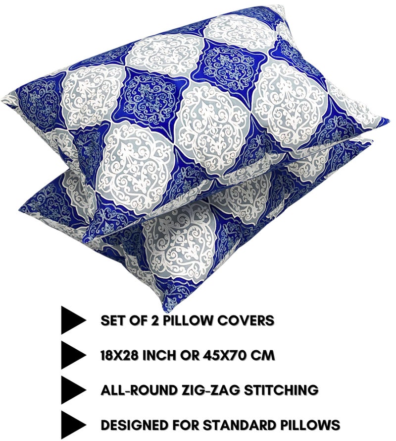 RVS DECOR 180 TC Cotton Blend Queen Bedsheet with 2 Pillow Covers (Blue, 90x85 in), Soft, Durable & Elegant Combo Set - Image 4