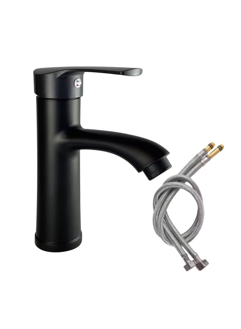 Bathroom Basin Faucet Wash Basin Mixer Faucet with ABS Pop Up Drain Bathroom Sink Faucet Single Tap Hot And Cold Easy Installation Wash Basin Bathroom Faucet With Included Two Hoses  - Image 1
