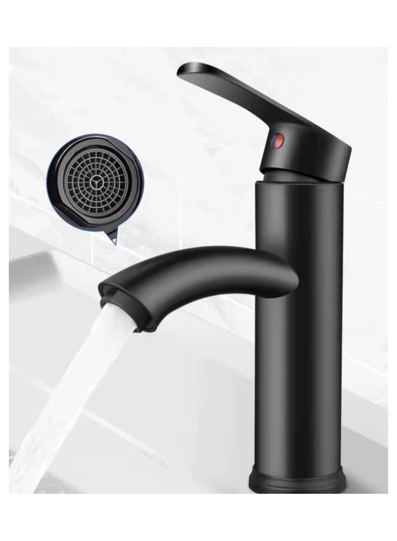 Bathroom Basin Faucet Wash Basin Mixer Faucet with ABS Pop Up Drain Bathroom Sink Faucet Single Tap Hot And Cold Easy Installation Wash Basin Bathroom Faucet With Included Two Hoses  - Image 4
