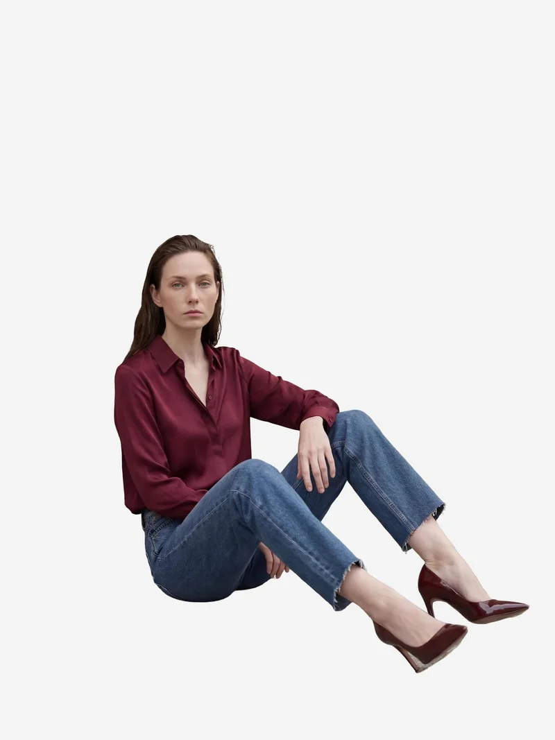 MY FASHION Oxford Blue MY FASHION High Waist Ankle Length Straight Leg Denim Pants for Women | Best Price UAE