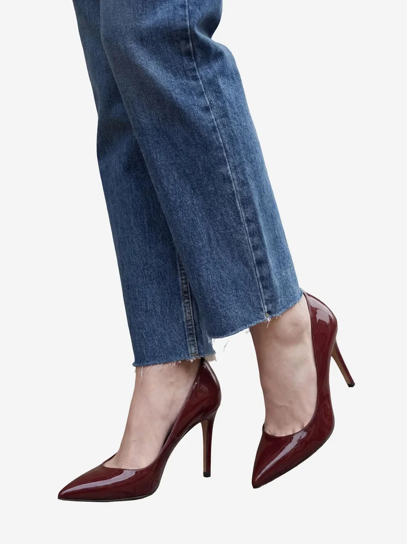 MY FASHION Oxford Blue MY FASHION High Waist Ankle Length Straight Leg Denim Pants for Women | Best Price UAE