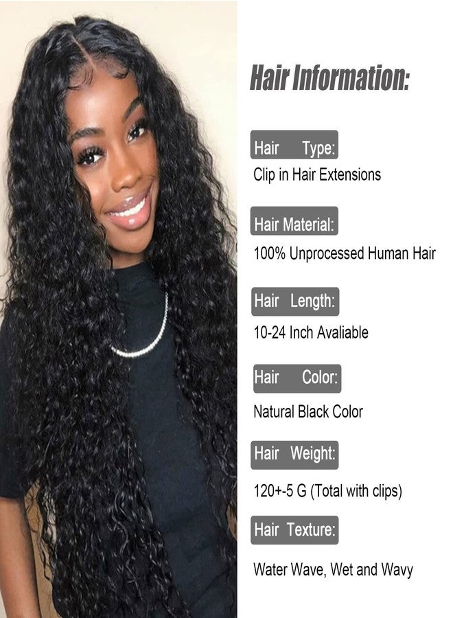 Rolisy Curly Clip In Human Hair Extensions 20 Inch Water Wave for Black Women - Brazilian Remy Thick Ends Soft Clip Ins - Image 3