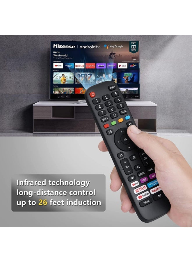 هايسنس جهاز تحكم عن بعد بديل عالمي لتلفزيونات هايسنس VIDAA الذكية متوافق مع نتفليكس ويوتيوب وبرايم – EN2G30H أسود - Image 2
