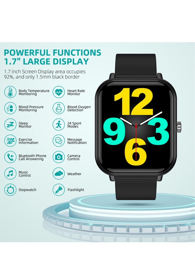 Captaintech Smart Watch Fitness with 24 Sports Modes, 5ATM Swimming Waterproof, Blood Oxygen Heart Rate Sleep Monitor Step Calorie Counter 1.7" Touchscreen Smartwatch Fitness Watch for Android iPhone - Image 2