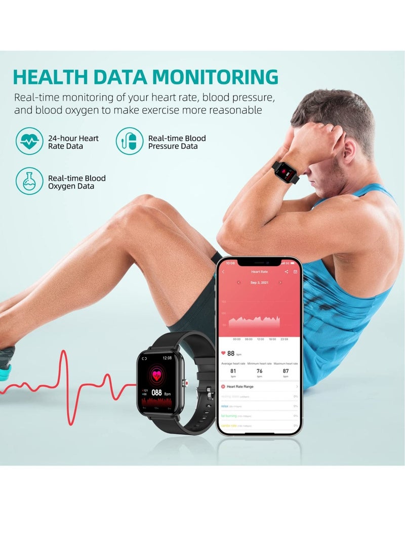 Captaintech Smart Watch Fitness with 24 Sports Modes, 5ATM Swimming Waterproof, Blood Oxygen Heart Rate Sleep Monitor Step Calorie Counter 1.7" Touchscreen Smartwatch Fitness Watch for Android iPhone - Image 4