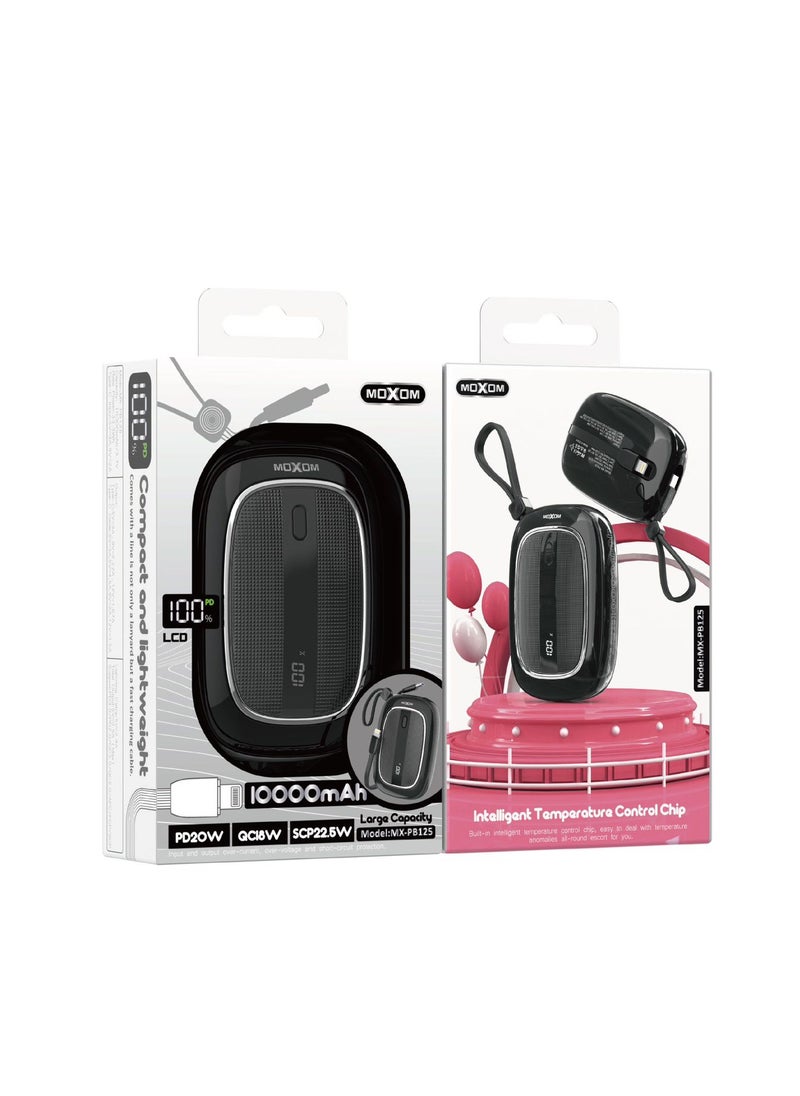 MOXOM MX-PB125 10000mAh Power Bank - PD20W, QC18W, SCP22.5W, Compact and Lightweight with LCD Display  - Image 4
