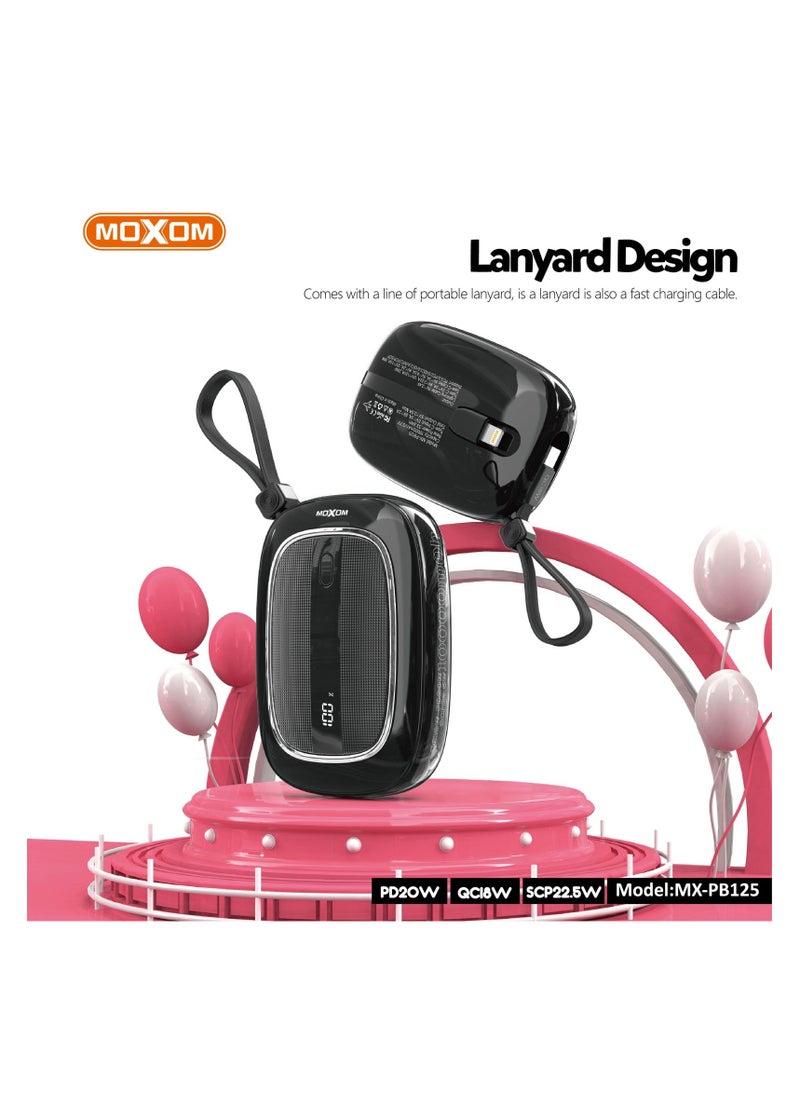 MOXOM MX-PB125 10000mAh Power Bank - PD20W, QC18W, SCP22.5W, Compact and Lightweight with LCD Display  - Image 2