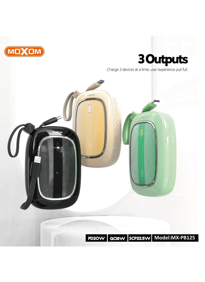 MOXOM MX-PB125 10000mAh Power Bank - PD20W, QC18W, SCP22.5W, Compact and Lightweight with LCD Display  - Image 5