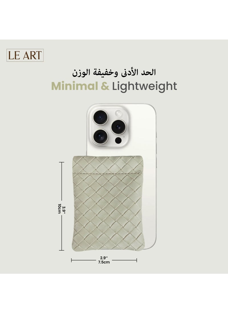 LeArt Leather Squeeze Coin Pouch for Men & Women | Coin Purse | Coin Holder | For Coins, Keys, Earphones, Cards, AirPods, Rosary | Great Gifting Option (Woven Beige)  - Image 5