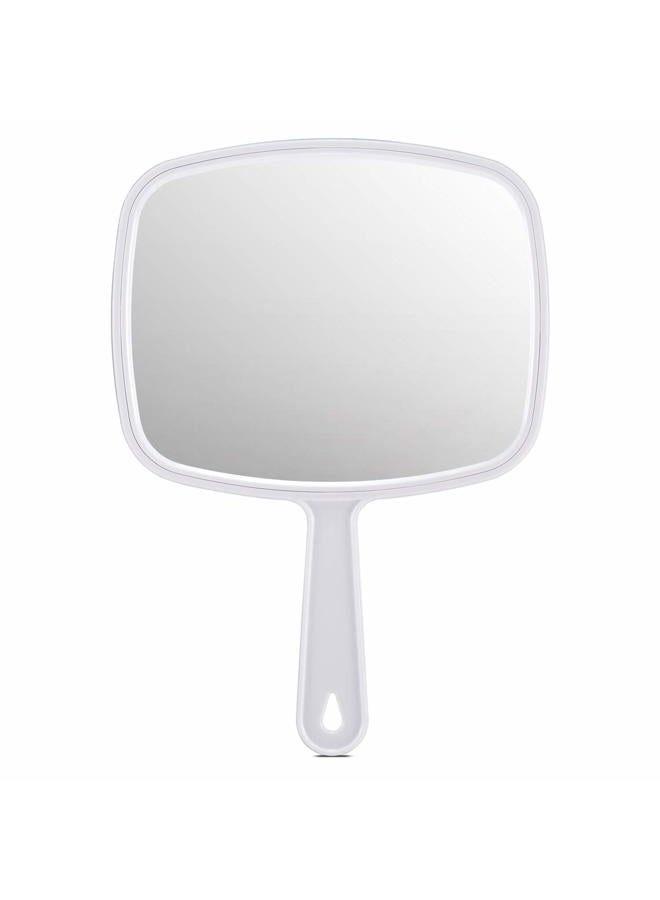 PROTECLE Hand Mirror, Handheld Makeup Mirror with Handle for Barber Hairdressing (Square White 10.3"x7.4") - Image 1