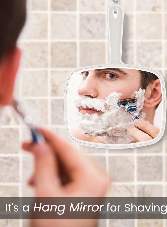 PROTECLE Hand Mirror, Handheld Makeup Mirror with Handle for Barber Hairdressing (Square White 10.3"x7.4") - Image 4